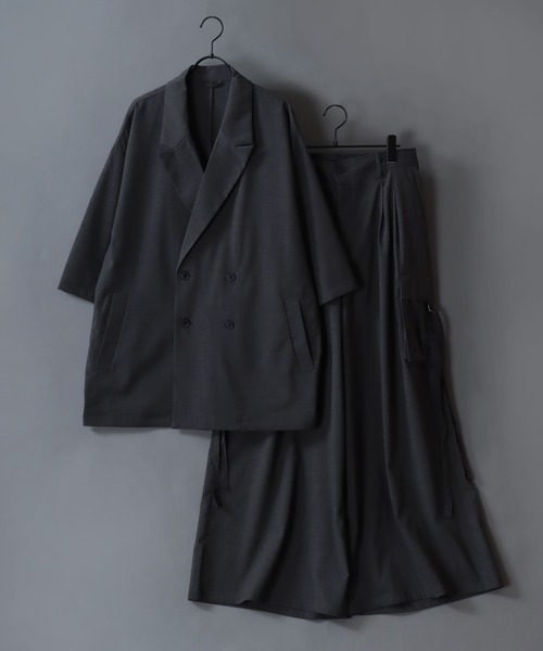 SITRY（シトリー）の「2Tuck Drape Wide Cargo Pants/2タックドレープ ワイドカーゴパンツ セットアップ対応（カーゴパンツ・メンズ・チャコール/ブラック・LL/L/M）」の12枚目の写真