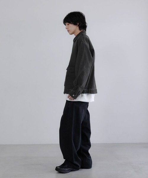 LOWRYS FARM(ローリーズファーム)の「【LFM(U)】デニムブルゾン【UNISEX】 606932(デニムジャケット・メンズ・ブラック/ブルー・MEDIUM/LARGE)」の6枚目の写真