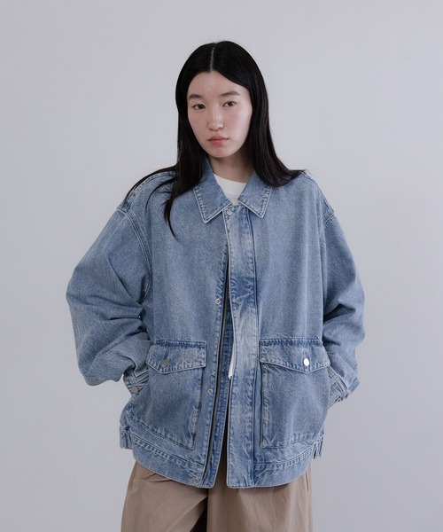 LOWRYS FARM(ローリーズファーム)の「【LFM(U)】デニムブルゾン【UNISEX】 606932(デニムジャケット・メンズ・ブラック/ブルー・MEDIUM/LARGE)」の9枚目の写真