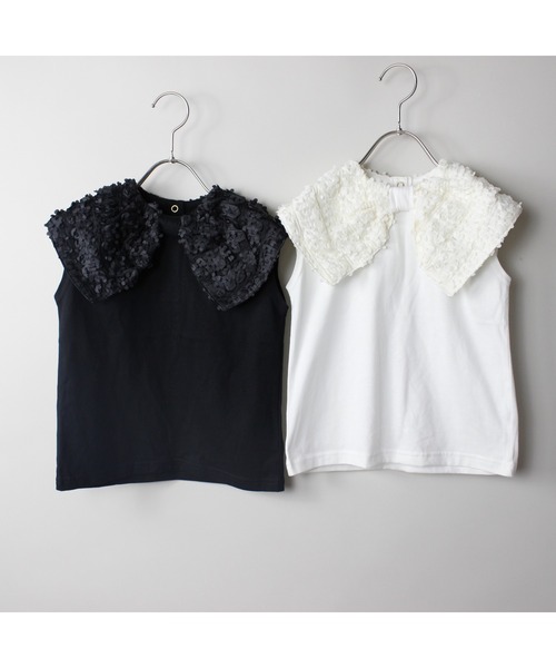 maarook(マルーク)の「雪柳リボンカラー天竺Tシャツ(Tシャツ/カットソー・キッズ・ホワイト/ブラック・140cm/150cm/160cm)」の6枚目の写真