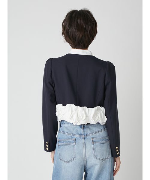 LILY BROWN(リリーブラウン)の「【限定カラー】3wayバブルヘムボウタイジャケット(ノーカラージャケット・レディース・グレー/ベージュ/ネイビー/ドット・F)」の22枚目の写真