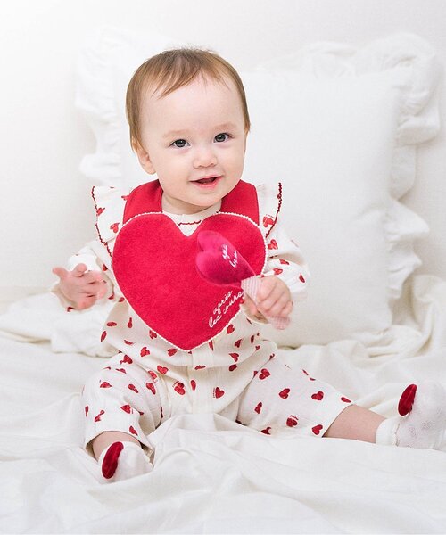 apres les cours（アプレレクール）の「ハート柄フリルカバーオール（ロンパース・キッズ・アイボリー・80/70/60）」の8枚目の写真