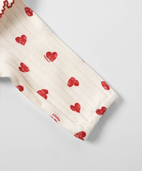 apres les cours（アプレレクール）の「ハート柄フリルカバーオール（ロンパース・キッズ・アイボリー・80/70/60）」の6枚目の写真