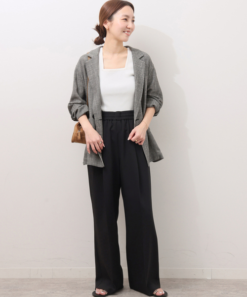 JOURNAL STANDARD relume(ジャーナルスタンダード レリューム)の「《WEB限定追加》マットウースフレアタックパンツ(スラックス・レディース・ブラック/チャコールグレー/ネイビー/グレー・36/38)」の6枚目の写真