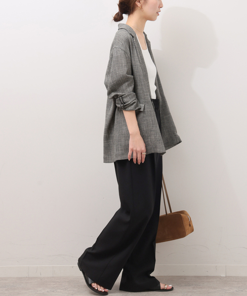 JOURNAL STANDARD relume(ジャーナルスタンダード レリューム)の「《WEB限定追加》マットウースフレアタックパンツ(スラックス・レディース・ブラック/チャコールグレー/ネイビー/グレー・36/38)」の7枚目の写真