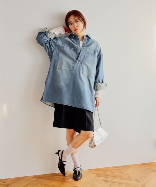 mysty woman（ミスティウーマン）の「センタープレスハーフパンツ　643316（その他パンツ・レディース・ブラック/ライトベージュ・FREE）」の8枚目の写真