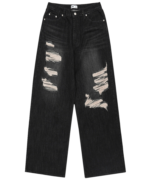 ROCKCAKE（ロックケーキ）の「Faye Damage Jeans - Black（デニムパンツ・レディース・その他・S/M/XS）」の2枚目の写真