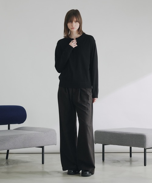 ニット+セーター 90s a.p.c. henry neck black knit cutsew セール】henryneck knit/ヘンリーネックニット（ニット/セーター