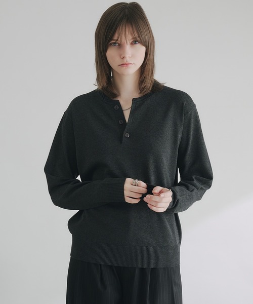 HENRY NECK HIGHGAGE KNIT/ヘンリーネックハイゲージニット（ニット
