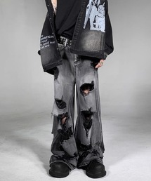 Ressaca | ルーズシルエットダメージ加工ブラックデニムパンツ(デニムパンツ)