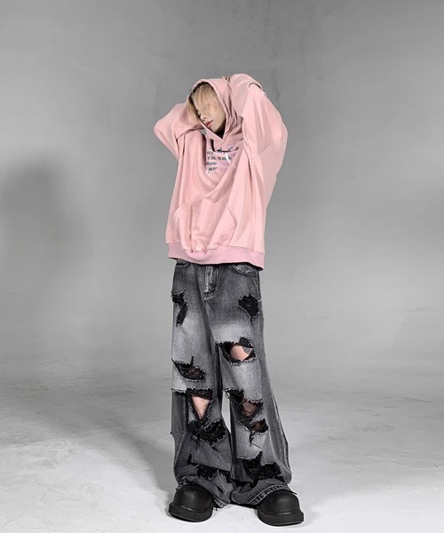 Ressaca(レサーカ)の「ルーズシルエットダメージ加工ブラックデニムパンツ(デニムパンツ・メンズ・ブラック・L/M/XL)」の11枚目の写真
