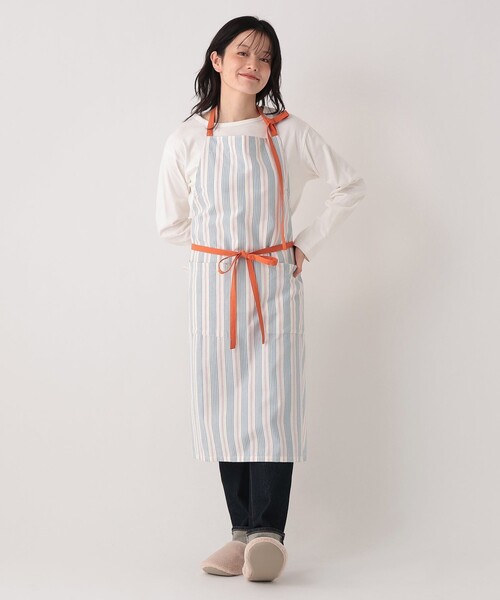 Afternoon Tea(アフタヌーンティー)の「マルチストライプエプロン(エプロン・レディース・ブルー/グレー・ONE SIZE)」の2枚目の写真