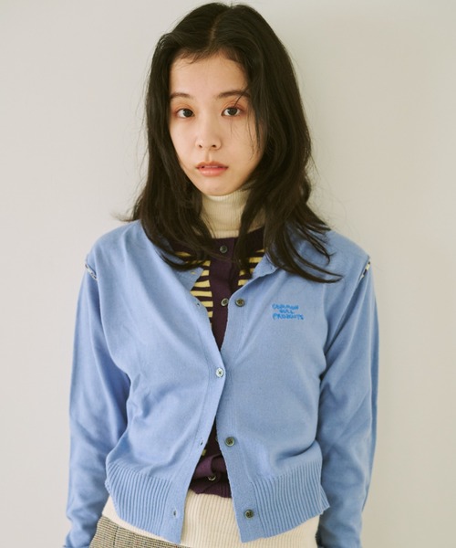 common gull products.（コモンガルプロダクツ）の「2つで1つのカーディガン、芽心（カーディガン/ボレロ・レディース・レッド系/ブルー系/ネイビー/ピンク系・SMALL/MEDIUM/LARGE）」の3枚目の写真