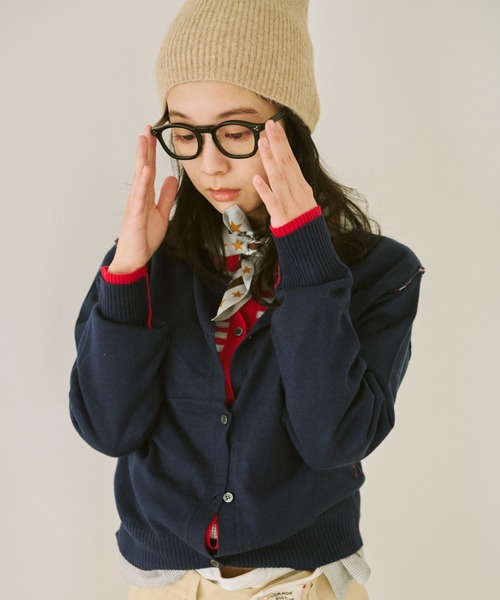 common gull products.（コモンガルプロダクツ）の「2つで1つのカーディガン、芽心（カーディガン/ボレロ・レディース・レッド系/ブルー系/ネイビー/ピンク系・SMALL/MEDIUM/LARGE）」の2枚目の写真
