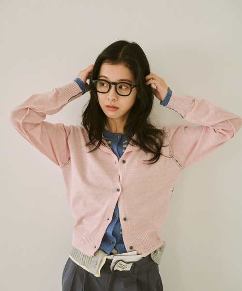 common gull products.（コモンガルプロダクツ）の「2つで1つのカーディガン、芽心（カーディガン/ボレロ・レディース・レッド系/ブルー系/ネイビー/ピンク系・SMALL/MEDIUM/LARGE）」の6枚目の写真