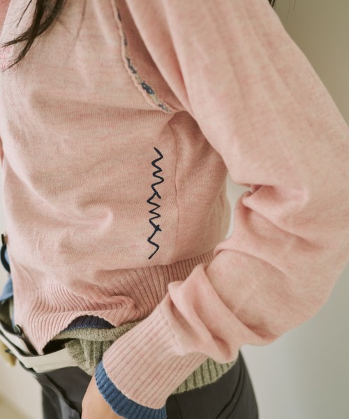 common gull products.（コモンガルプロダクツ）の「2つで1つのカーディガン、芽心（カーディガン/ボレロ・レディース・レッド系/ブルー系/ネイビー/ピンク系・SMALL/MEDIUM/LARGE）」の9枚目の写真