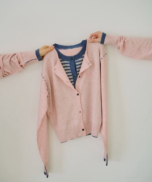 common gull products.（コモンガルプロダクツ）の「2つで1つのカーディガン、芽心（カーディガン/ボレロ・レディース・レッド系/ブルー系/ネイビー/ピンク系・SMALL/MEDIUM/LARGE）」の22枚目の写真
