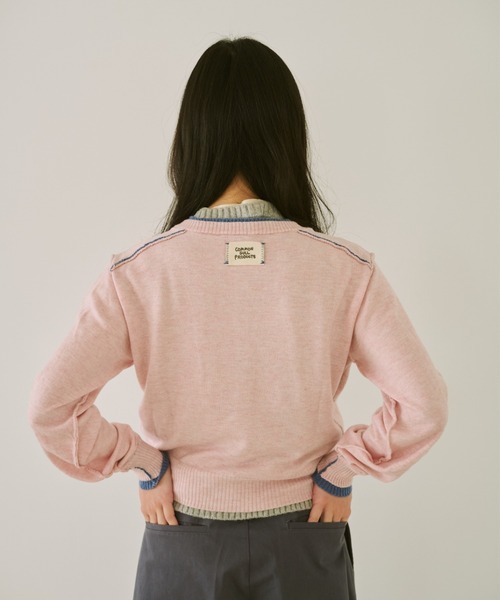 common gull products.（コモンガルプロダクツ）の「2つで1つのカーディガン、芽心（カーディガン/ボレロ・レディース・レッド系/ブルー系/ネイビー/ピンク系・SMALL/MEDIUM/LARGE）」の10枚目の写真