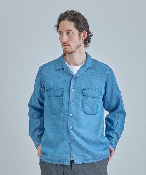 MEN'S BIGI（メンズビギ）の「テンセルオープンカラーシャツ（シャツ/ブラウス・メンズ・ブルー/グレー・01/02/03）」の3枚目の写真