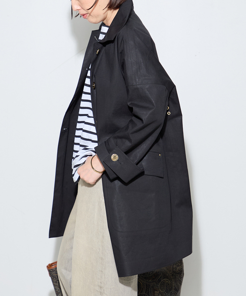journal standard L'essage(ジャーナルスタンダードレサージュ)の「別注【MACKINTOSH/マッキントッシュ】HUMBIE MB EX:コート(ステンカラーコート・レディース・ブラック/キャメル/ネイビー・4/8/6)」の10枚目の写真