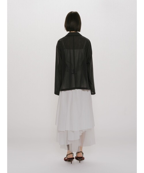 MIDIUMISOLID(ミディウミソリッド)の「MIDIUMISOLID for Ladies アシンメトリーティアードスカート(スカート・レディース・オフホワイト/ブラック・FREE)」の6枚目の写真