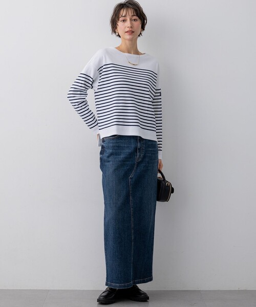 23区(ニジュウサンク)の「Armor-lux パネルボーダー クロップド カットソー(Tシャツ/カットソー・レディース・スカイブルー系1/ライトグリーン系1/ネイビー系1/ピンク系1・38)」の5枚目の写真