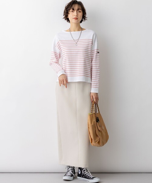 23区(ニジュウサンク)の「Armor-lux パネルボーダー クロップド カットソー(Tシャツ/カットソー・レディース・スカイブルー系1/ライトグリーン系1/ネイビー系1/ピンク系1・38)」の9枚目の写真