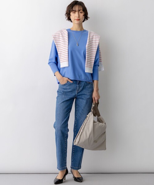 23区(ニジュウサンク)の「Armor-lux パネルボーダー クロップド カットソー(Tシャツ/カットソー・レディース・スカイブルー系1/ライトグリーン系1/ネイビー系1/ピンク系1・38)」の11枚目の写真