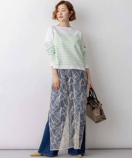 23区(ニジュウサンク)の「Armor-lux パネルボーダー クロップド カットソー(Tシャツ/カットソー・レディース・スカイブルー系1/ライトグリーン系1/ネイビー系1/ピンク系1・38)」の15枚目の写真