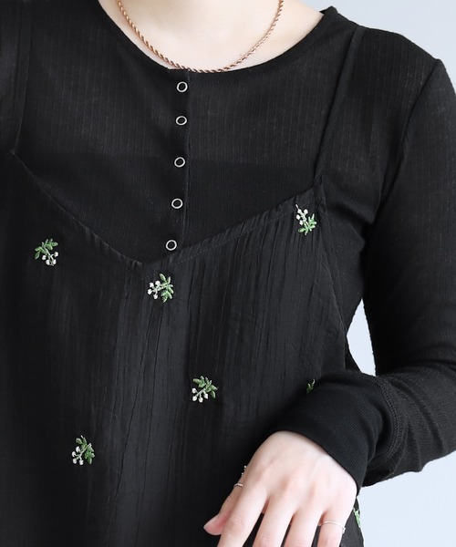 reca（レカ）の「小花柄刺繍シアーキャミワンピース（ワンピース・レディース・アイボリー/ブラック・FREE）」の11枚目の写真