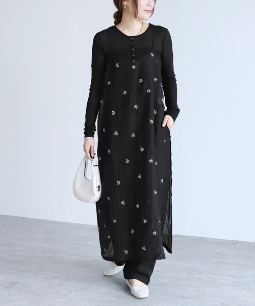 reca（レカ）の「小花柄刺繍シアーキャミワンピース（ワンピース・レディース・アイボリー/ブラック・FREE）」の14枚目の写真