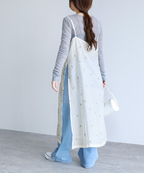 reca（レカ）の「小花柄刺繍シアーキャミワンピース（ワンピース・レディース・アイボリー/ブラック・FREE）」の4枚目の写真