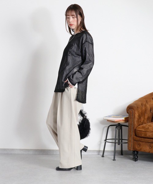 cepo（セポ）の「〈セットアップ対応〉ウエスト切替イージートラウザーパンツ（スラックス・レディース・ベージュ/チャコール・M）」の15枚目の写真