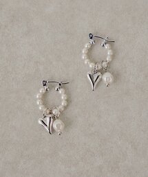 Chico | ハートモチーフ付きパールフープピアス(ピアス（両耳用）)