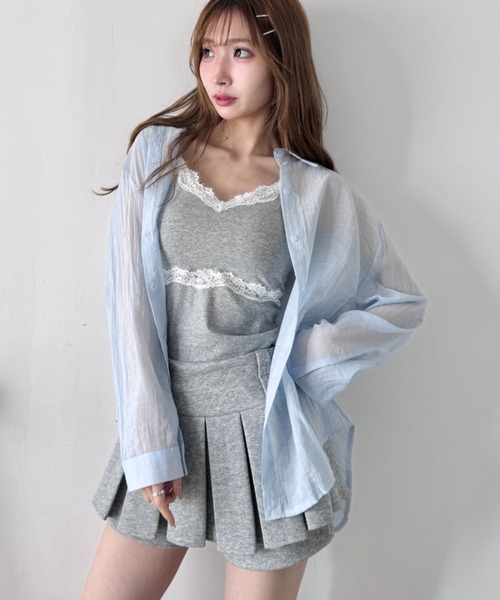 Loueme(ルエム)の「リボンレースバックスリットシアーシャツ(シャツ/ブラウス・レディース・ライトブルー/ホワイト/ピンク・FREE)」の20枚目の写真