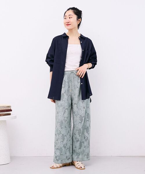 le.coeur blanc(ルクールブラン)の「レースイージーワイドパンツ(その他パンツ・レディース・ミント/ブラック/オフホワイト・38)」の9枚目の写真