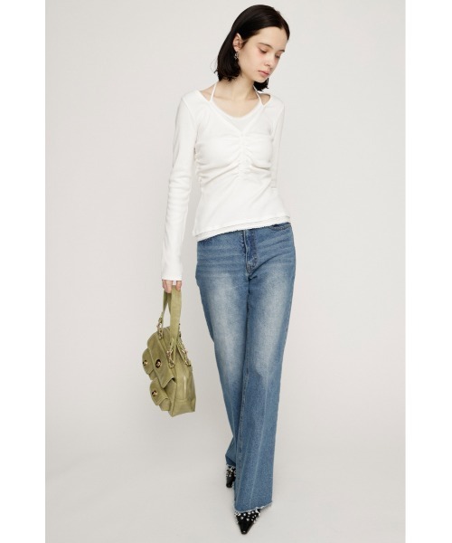 SLY(スライ)の「LAYERED LIKE CUT TOPS レイヤードライクカットトップス 春服(Tシャツ/カットソー・レディース・ライトピンク/オフホワイト/ネイビー/ライトブラック・FREE)」の6枚目の写真