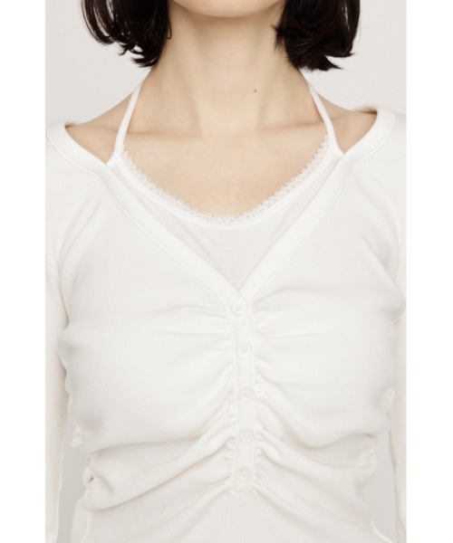 SLY(スライ)の「LAYERED LIKE CUT TOPS レイヤードライクカットトップス 春服(Tシャツ/カットソー・レディース・ライトピンク/オフホワイト/ネイビー/ライトブラック・FREE)」の9枚目の写真