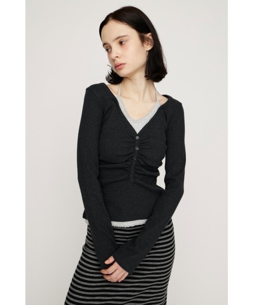 SLY(スライ)の「LAYERED LIKE CUT TOPS レイヤードライクカットトップス 春服(Tシャツ/カットソー・レディース・ライトピンク/オフホワイト/ネイビー/ライトブラック・FREE)」の10枚目の写真