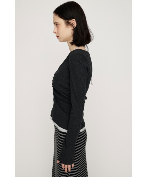 SLY(スライ)の「LAYERED LIKE CUT TOPS レイヤードライクカットトップス 春服(Tシャツ/カットソー・レディース・ライトピンク/オフホワイト/ネイビー/ライトブラック・FREE)」の14枚目の写真