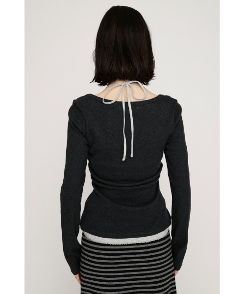 SLY(スライ)の「LAYERED LIKE CUT TOPS レイヤードライクカットトップス 春服(Tシャツ/カットソー・レディース・ライトピンク/オフホワイト/ネイビー/ライトブラック・FREE)」の15枚目の写真