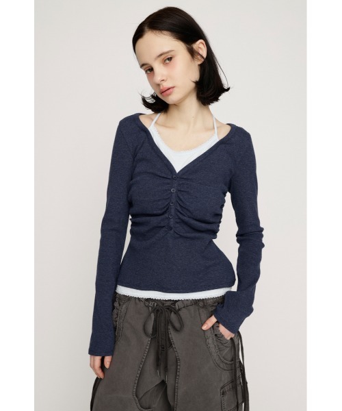 SLY(スライ)の「LAYERED LIKE CUT TOPS レイヤードライクカットトップス 春服(Tシャツ/カットソー・レディース・ライトピンク/オフホワイト/ネイビー/ライトブラック・FREE)」の18枚目の写真