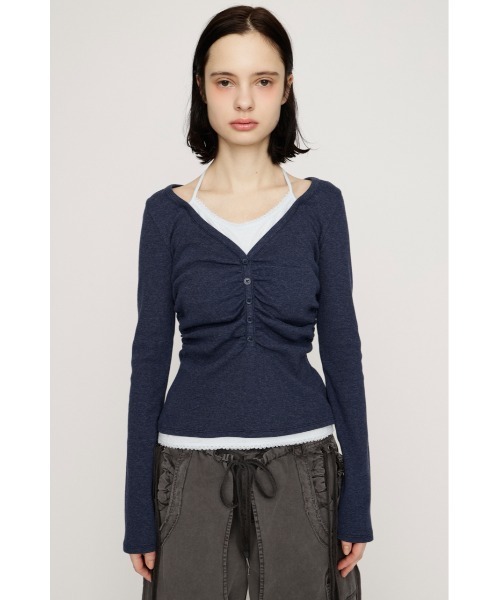 SLY(スライ)の「LAYERED LIKE CUT TOPS レイヤードライクカットトップス 春服(Tシャツ/カットソー・レディース・ライトピンク/オフホワイト/ネイビー/ライトブラック・FREE)」の21枚目の写真