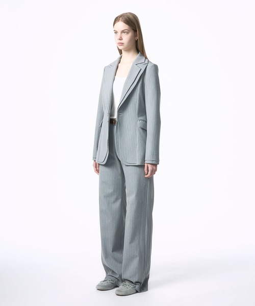 Nora Lily elle(ノラリリーエル)の「【Nora Lily】「elle」Pin Stripe Double Lapel Jacket(テーラードジャケット・レディース・ダークグレー/グレー・FREE)」の5枚目の写真