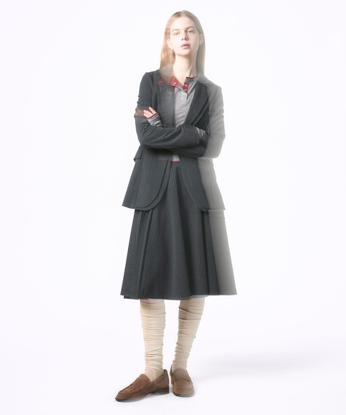 Nora Lily elle(ノラリリーエル)の「【Nora Lily】「elle」Pin Stripe Double Lapel Jacket(テーラードジャケット・レディース・ダークグレー/グレー・FREE)」の17枚目の写真