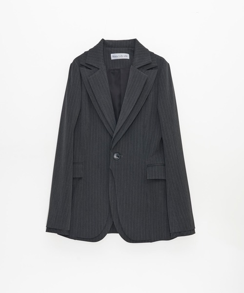 Nora Lily elle(ノラリリーエル)の「【Nora Lily】「elle」Pin Stripe Double Lapel Jacket(テーラードジャケット・レディース・ダークグレー/グレー・FREE)」の19枚目の写真