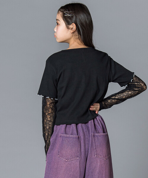 ZIDDY（ジディ）の「チュールレースアップTシャツセット(130~160cm)（その他トップス・キッズ・グレー/ブラック・150cm/140cm/130cm/FREE）」の6枚目の写真