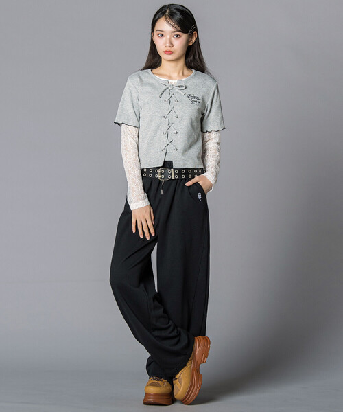 ZIDDY（ジディ）の「チュールレースアップTシャツセット(130~160cm)（その他トップス・キッズ・グレー/ブラック・150cm/140cm/130cm/FREE）」の9枚目の写真