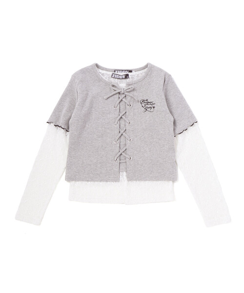 ZIDDY（ジディ）の「チュールレースアップTシャツセット(130~160cm)（その他トップス・キッズ・グレー/ブラック・150cm/140cm/130cm/FREE）」の17枚目の写真