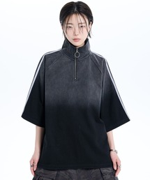 ADRER(�A�h���[)��Over Size Line Sleeve Half-Zip Tee / �I�[�o�[�T�C�Y ���C���X���[�u �n�[�t�W�b�vT(T�V���c/�J�b�g�\�[)